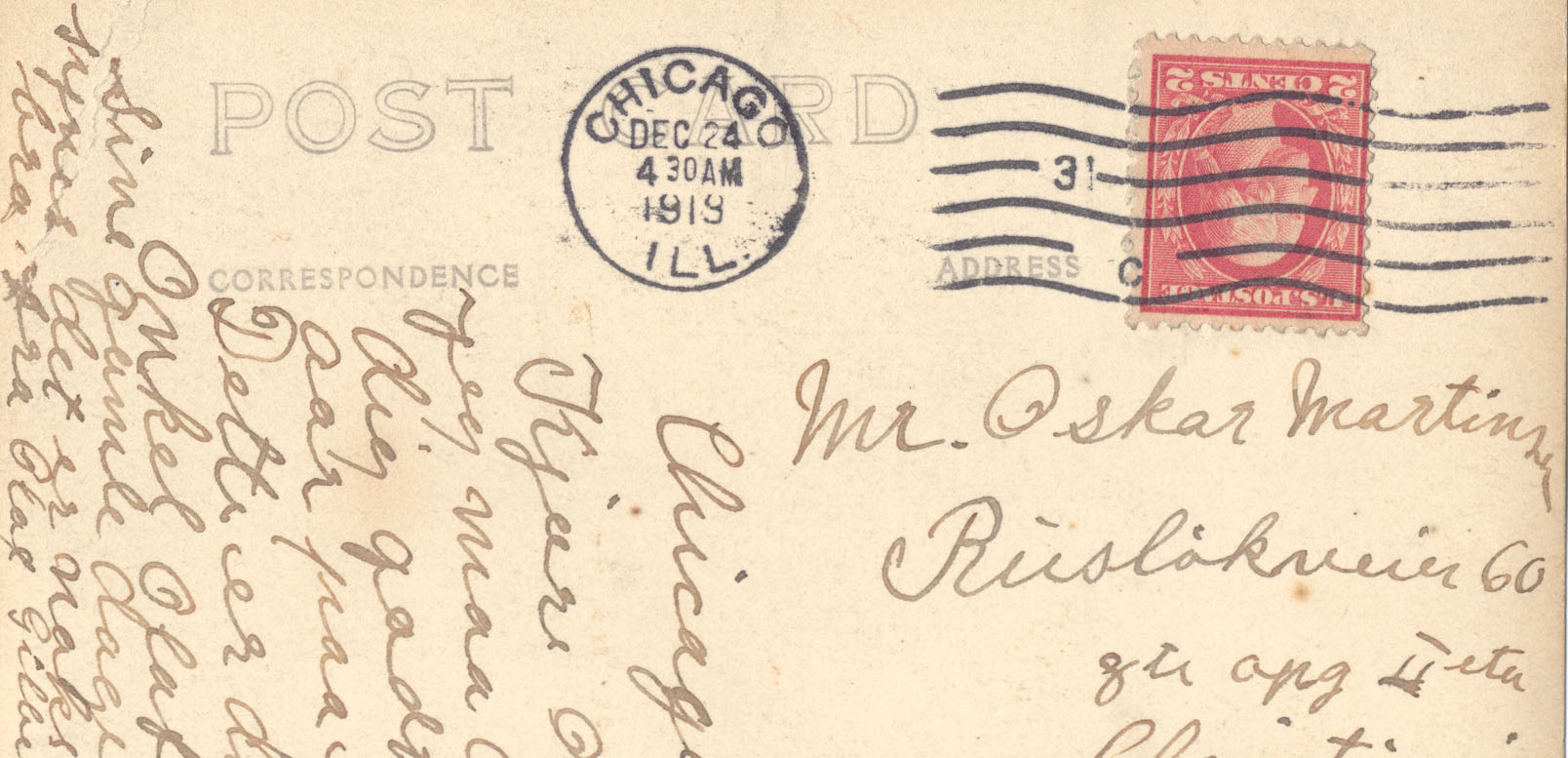 Gammelt postkort fra Chicago