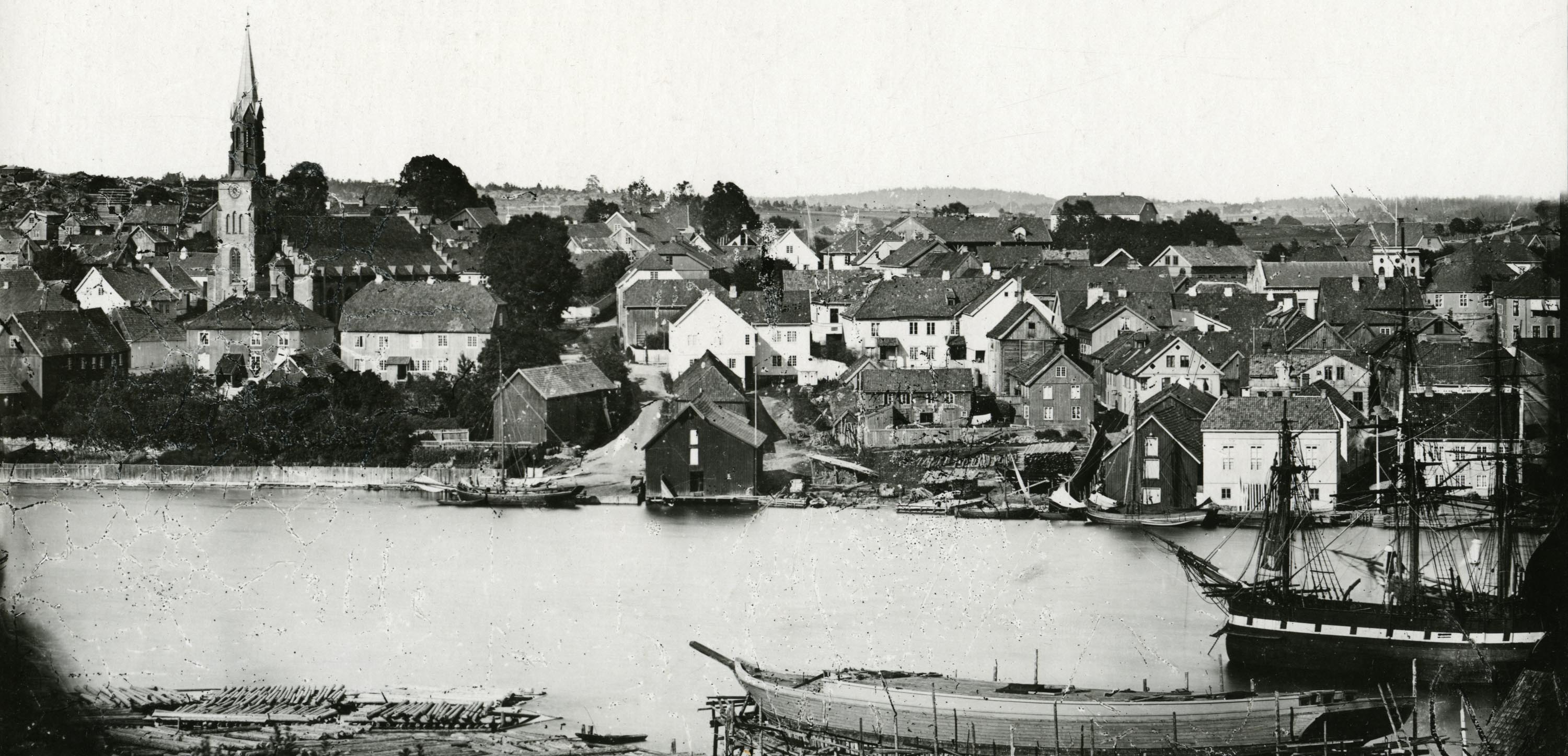 Parti av Tønsberg fra Fagerheim i 1868
