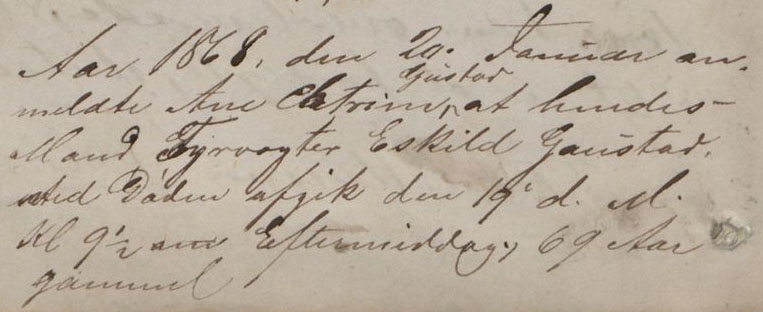 Eskild Gaustad skifte 1868 - øvelse i å lese gotisk skrift