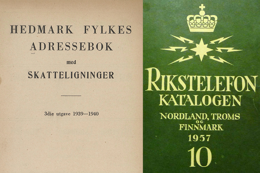 Kollasj: Adressebok for Hedmark og telefonkatalog i Kongsfjord