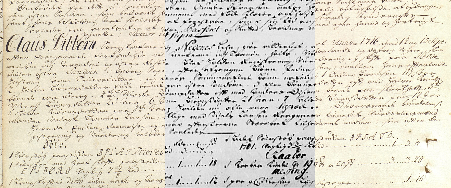 Skifte fra 1716 med gammel og ny avfotografering