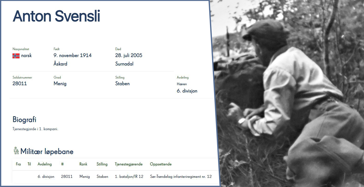 Kollasj_et eksempel på en soldat som er registrert. En soldat ved siden av.