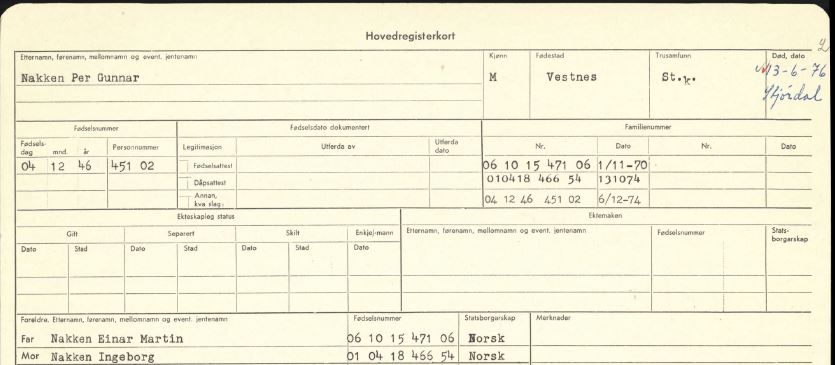 Folkeregisterkort