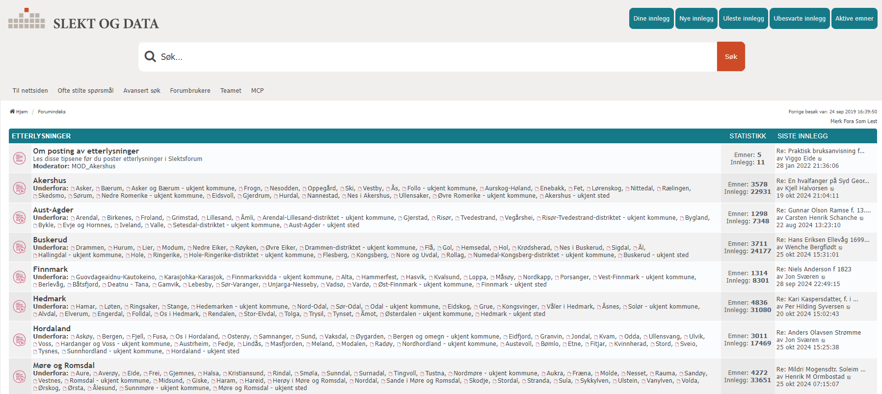 Forsiden på Slektsforum
