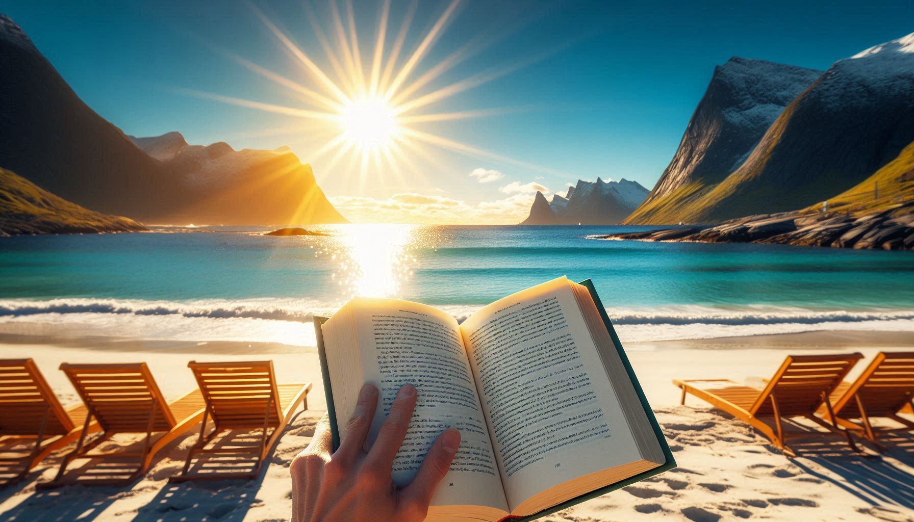 Lese bok på stranda