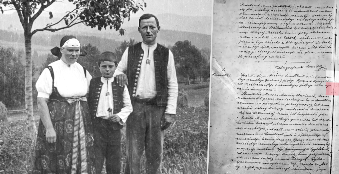 Kollasj: Polsk familie + polsk kilde