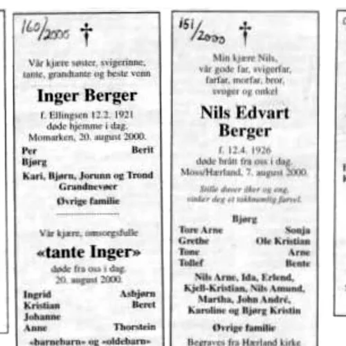 Eksempel på samlede dødsannonser