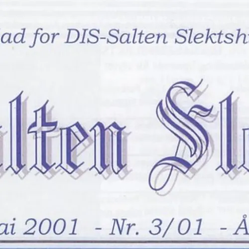 Medlemsbladet Salten Slekt 2001 - utsnitt av forside