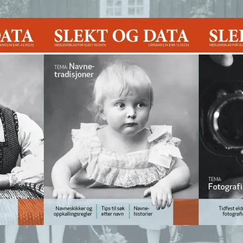 Forsider av medlemsbladet Slekt og Data 
