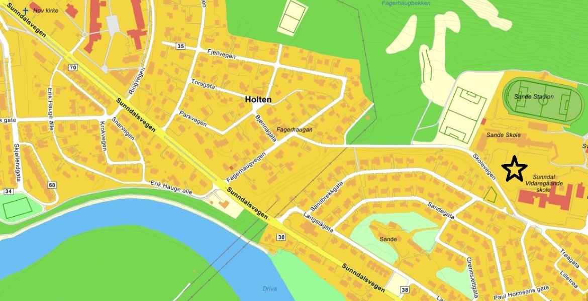 Kart møtelokale Slekt og Data Sunndal
