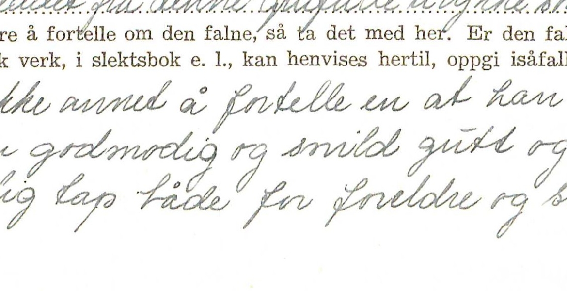 Skjema som ble sendt inn til Våre falne