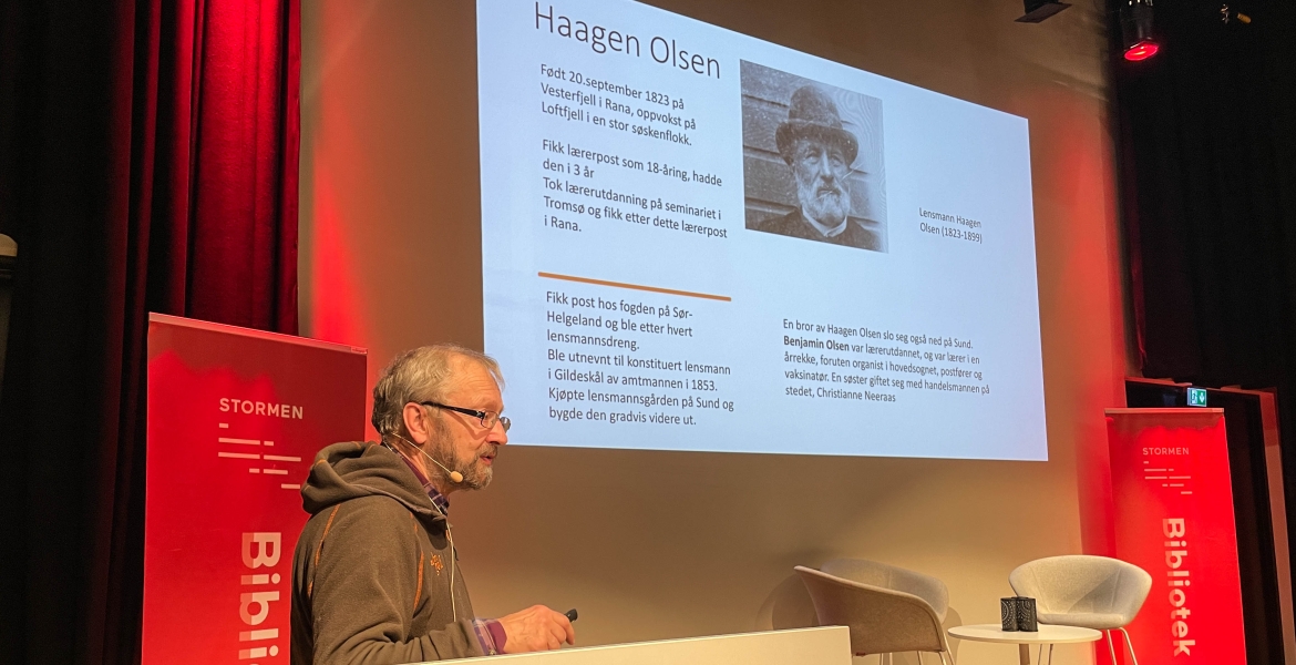 Oscar Berg foredrar om Haagen Olsen.