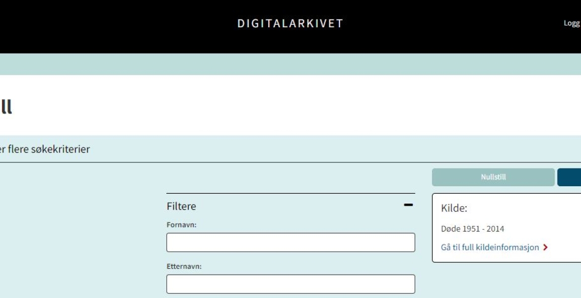 Dødsfall på digitalarkivet