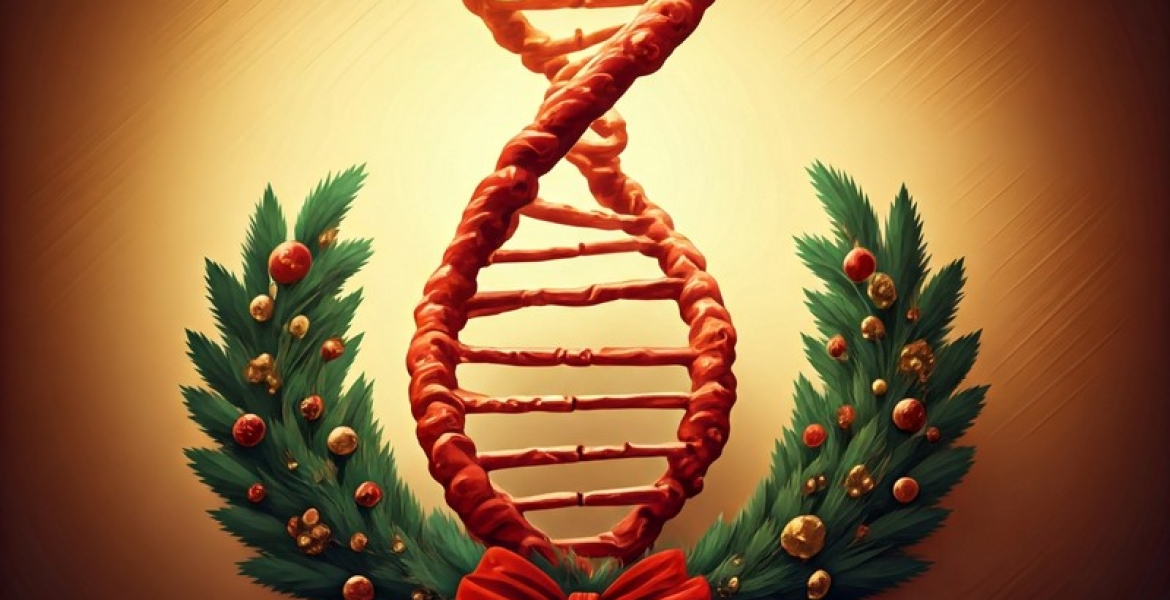 Generert bilde med DNA og julekrans